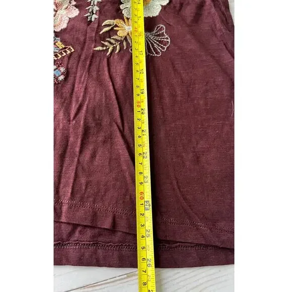 NWT Anthropology by Caite Tees Women's Burgundy Embroidered Shirt - Size Small - Picture 9 of 10